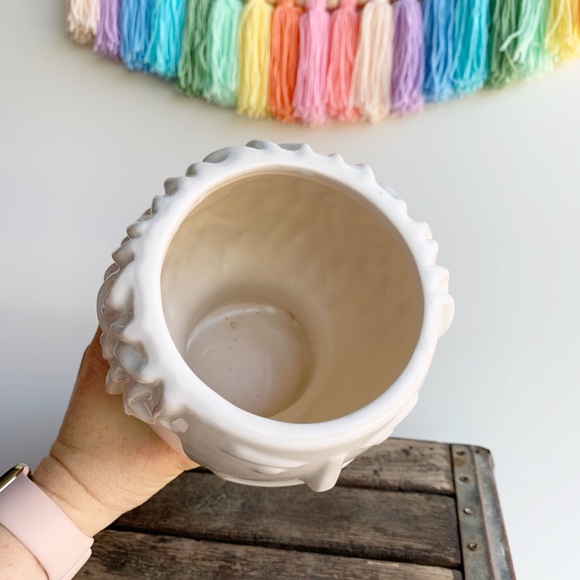 Mustache Gentleman Man Bust Planter Pot White - Picture 6 of 7